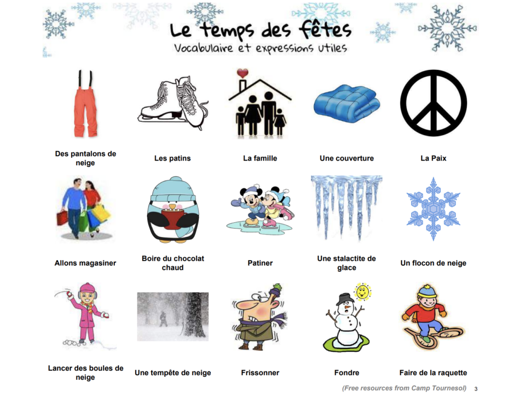 Free French Workbook Winter